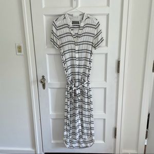 Reformation Black and White Stripe Midi Dress